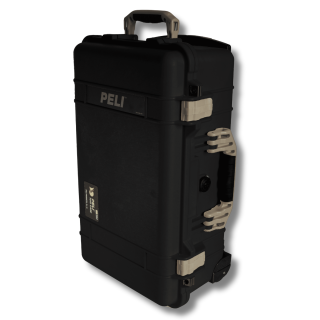 Peli Case 1510, Schwarz mit desertfarbenen Griffen und Verschlüssen
