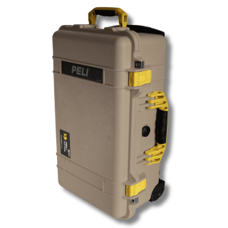 Peli Case 1510, Desert Tan mit gelben Griffen und Verschlüssen