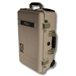 Peli Case 1510, Desert Tan mit olivgrünen Griffen und Verschlüssen