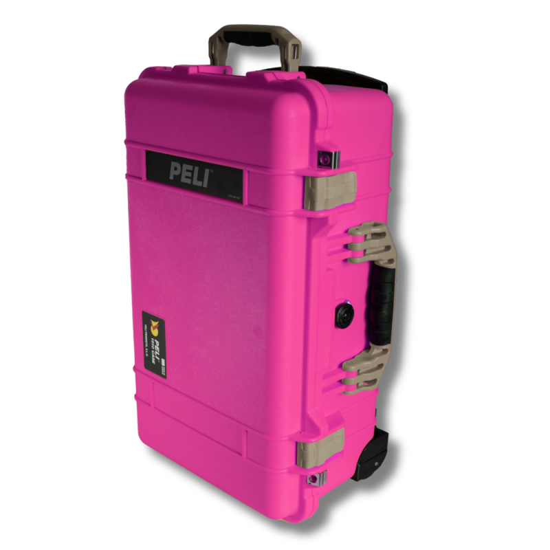 Peli Case 1510, Pink mit desertfarbenen Griffen und Verschlüssen