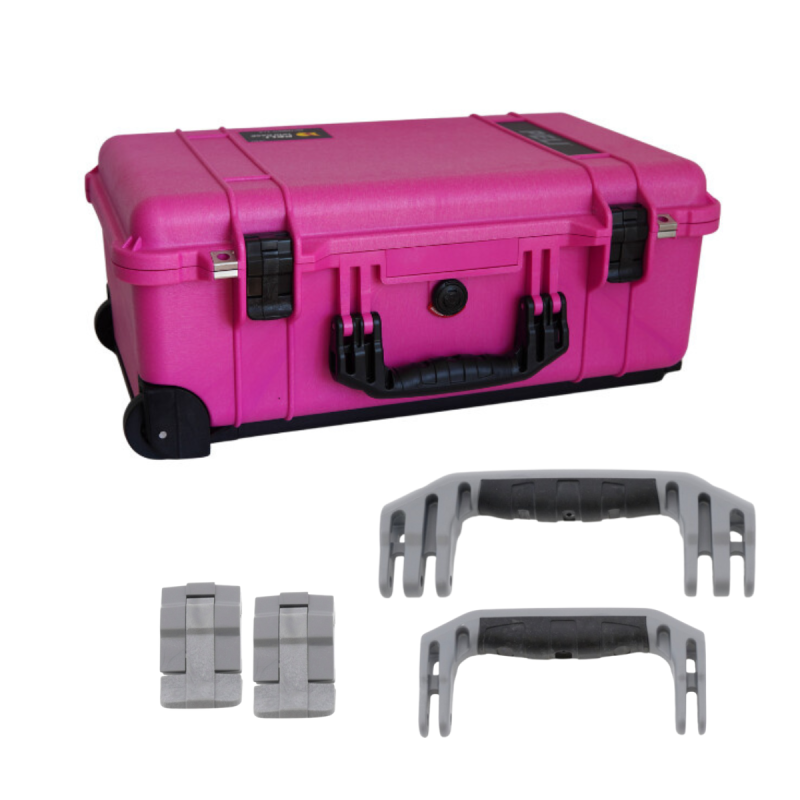 Peli Case 1510, Pink mit silbernen Griffen und Verschlüssen