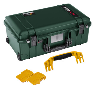 Peli Air 1535, Hunter Green mit gelbem Griff und Verschlüssen