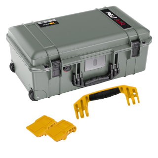 Peli Air 1535, Desert Sage mit gelbem Griff und Verschlüssen