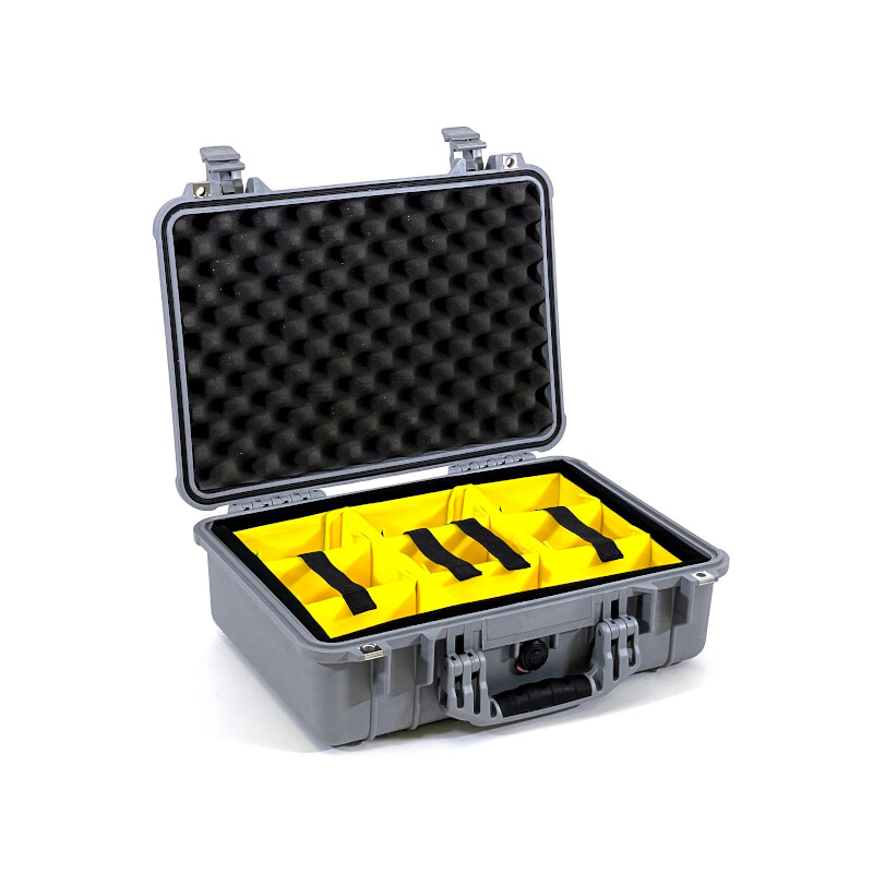 Peli Case 1500 with divider system, silver