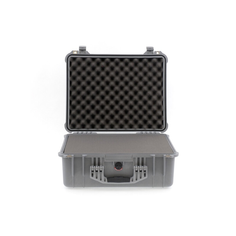 Peli koffer 1550 met schuim, zilver