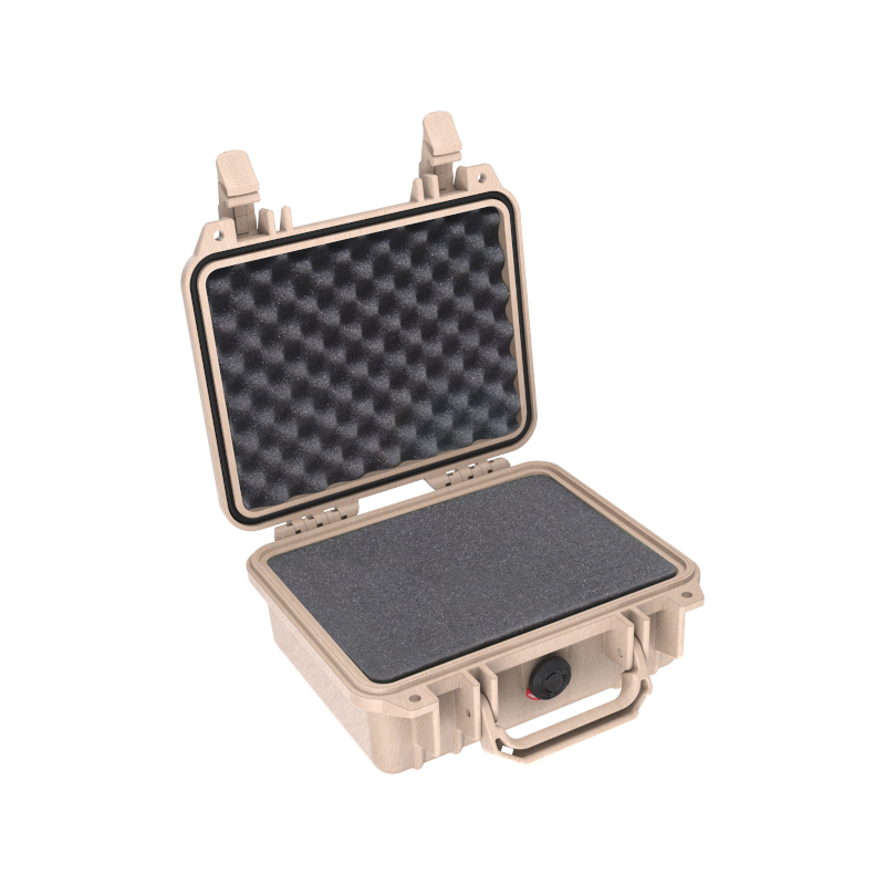 Peli Case 1200 med skum, ørkenbrun (sand)